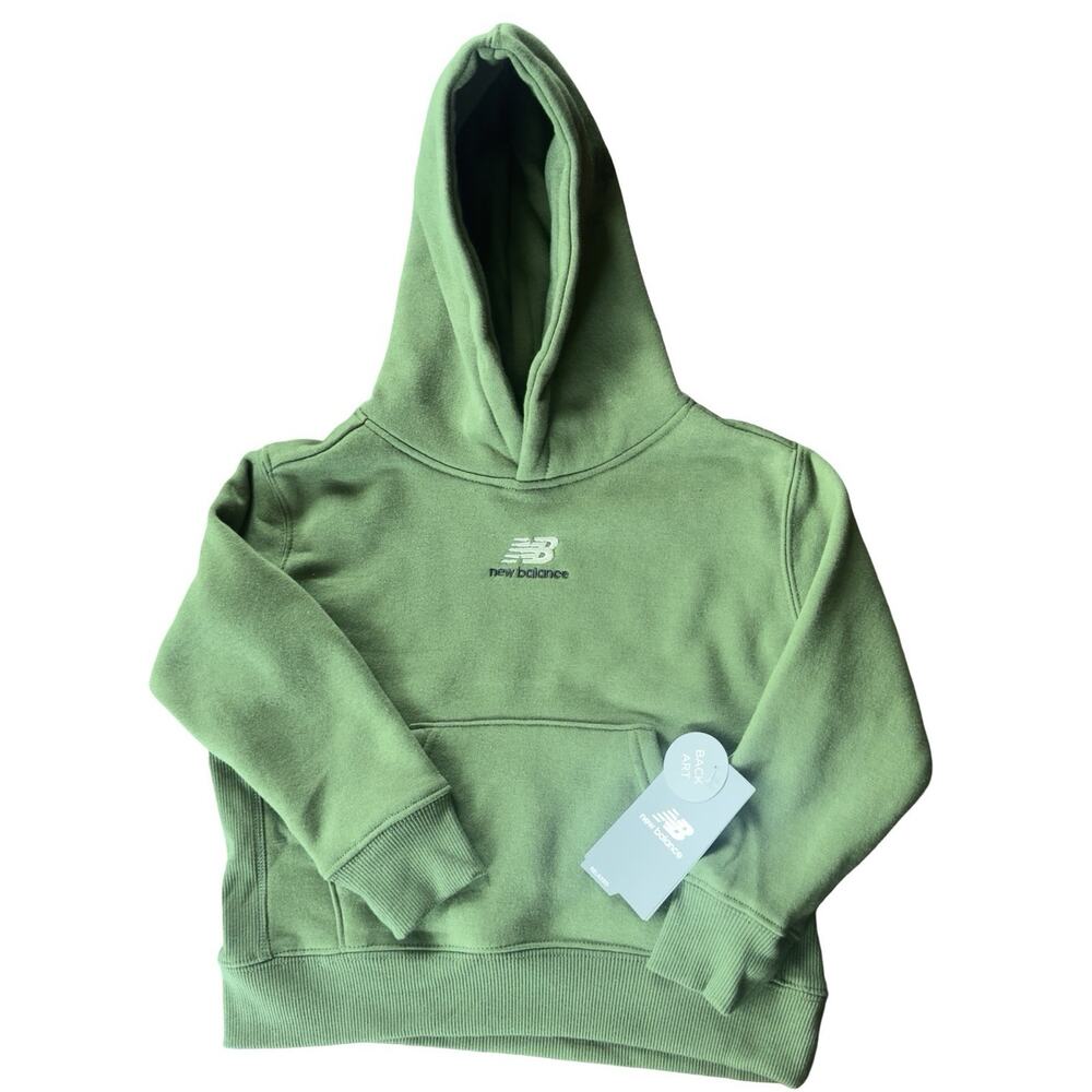 New Balance Boys Size 4 Green Pullover Hoodie Big Logo NWT Sweatshirt